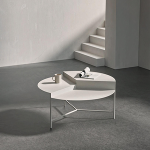 Table d'appoint et table basse luxueuses en métal et marbre, cadre moderne arrondi en couleur or - Product Image 2