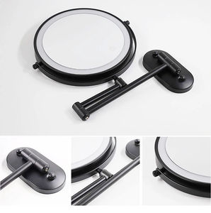 Daystar Trade <b>Lighted</b> Modern Wall Mounted Foldable Makeup <b>Mirror</b> Rose Design Gold-Plated Metal Frame 3X Magnification Beauty - Product Image 2