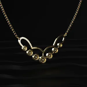 Nouvel Arrivage Collier de Mariée Mangalsutra à Sept Diamants en Grappe, Or 10/14/18 carats, Diamants de Laboratoire Taille Brillant pour Femme, IGI - Product Image 4