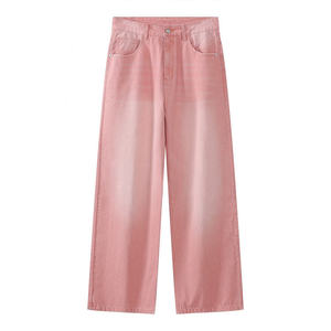 GUJ Jeans de Hombre de Mezclilla con Logo Personalizado, de Alta Calidad, Holgados, Casuales, con Lavado Ácido Desgastado, de Cintura Media, Estilo Vintage, para Verano, Poliéster/Algodón - Product Image 1