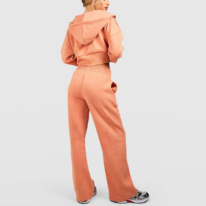 Latest Unique Design <b>Women</b> Regular Zip <b>Hoodie</b> Peach Fleece 100% Cotton Breathable Eco-Friendly Drop Shoulder Casual Active Wear - Product Image 2