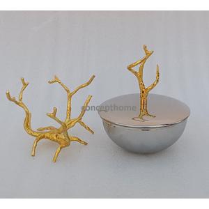 Tazón Dorado de Acero Inoxidable con Tapa para Servir Dulces, Elegante Tazón para Servir Dátiles y Frutos Secos para el Ramadán, Venta al por Mayor - Product Image 1