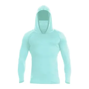 เสื้อฮู้ดแขนยาวสีขาวสำหรับผู้ชาย UPF 50 แห้งเร็ว ผลิตจากโพลีเอสเตอร์ สีพื้น เหมาะสำหรับใส่ตกปลา - Product Image 3