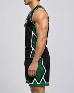 Conjunto de Uniforme de Baloncesto para Hombre Claw Intl, Negro y Verde, Impresión por Sublimación, Transpirable, Poliéster, Talla Adulto - Product Image 5