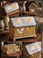 Porte-bougie en bois pour décoration de la maison, forme hexagonale pour mariage