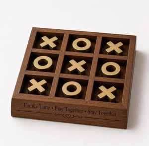 Timber Tic Tac Toe Board Innovative Design Interactive Family <b>Game</b> <b>Brain</b> Exercise Decorative Desktop Accessory - Product Image 2