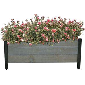 Grande jardinière rectangulaire en bois pour patio extérieur avec pieds en acier enduit de poudre pour la plantation - Product Image 4