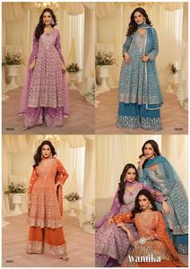 Ensemble Salwar Kameez en soie brodée orange pour femmes avec dupatta, tenue traditionnelle, coupe régulière, longueur au sol, vêtements indiens pakistanais - Product Image 6