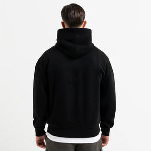 Custom Men's Heavyweight <b>Black</b> Pullover Hoodie Cotton knitted Breathable Loose Fit Blank <b>Sweatshirt</b> OEM ODM - Product Image 1