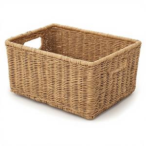 Panier de rangement élégant en jonc de mer tressé à la main avec poignées, durable pour la salle de bain et la cuisine, texture naturelle et charme chaleureux - Product Image 2