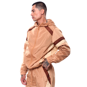 2026 Men's Hooded Color Blocking Windproof Track Suit Sporty Polyester Jacket and Pants <b>Set</b> Autumn Wear - Product Image 5