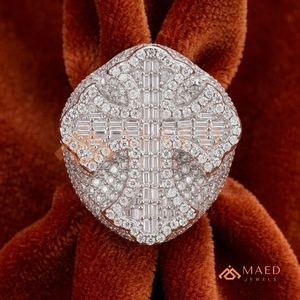 แหวนรูปกากบาทสองสีประดับเพชรโมอิสซาไนต์ เงินแท้ 925 ดีไซน์หรูหรา สไตล์ฮิปฮอป สำหรับนักร้องแร็ปและนักดนตรี - Product Image 1