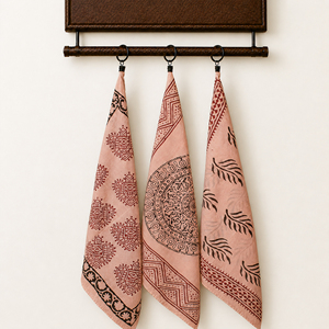 Handcrafted Craftjaipur Hand Block Printed Floral Cotton Bandana Women Skin Friendly Breathable Bohemian <b>Square</b> <b>Scarf</b> Natural - Product Image 2