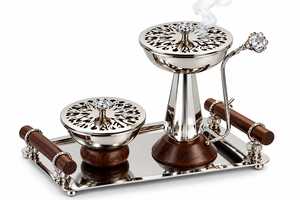 Middle Eastern incense <b>burning</b> <b>kit</b> <b>Wooden</b> bakhoor burner stainless steel Oudh Burner For Decoration - Product Image 5