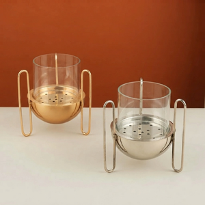 Modern Style Metallic Tripod Bakhoor Burner Set Featuring <b>Acrylic</b> Shields And Sleek <b>Frames</b>, Ideal For Stylish Home Fragrance - Product Image 1