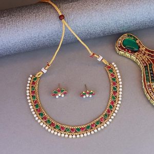 Gold Plated Ethnic Pearl Necklace Earring <b>Ring</b> <b>Set</b> Geometric Pattern <b>Women</b> <b>Wedding</b> Party Fashion Jewelry - Product Image 5