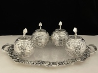 Plateau ovale plaqué argent de designer avec petites boîtes de paon vintage pour la décoration de la maison, bols à cadeaux de retour de mariage