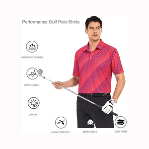 เสื้อโปโลแขนสั้นพิมพ์ลายเรขาคณิตสีชมพูของผู้ชาย SOSh4นิ้วเสื้อลำลองทรงพอดีตัวถักแบบเร็วแห้งเร็ว - Product Image 4