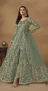 Traje Anarkali Moderno Bordado con Mariposas, Semisellado, Largo hasta el Suelo, para Bodas y Fiestas - Product Image 2