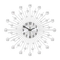 Jam Dinding Sunburst Emas Jam Pendulum Gantung Dekoratif Jam Hias Plastik Senyap Tanpa Suara Tik-tok untuk Ruang Tamu