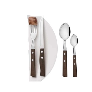 Juego de cubiertos de acero inoxidable de la mejor calidad con mango de imitación madera, moderno, apto para lavavajillas, utensilios de cocina a bajo precio. - Product Image 6