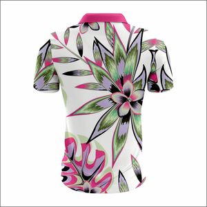 Camiseta polo de golf con estampado floral personalizado para hombre, transpirable, talla grande, sublimación, ropa informal de moda. - Product Image 3