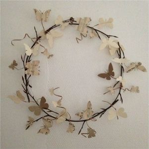 Vintage Brass Finish Metal <b>Leaf</b> Wreath <b>Wall</b> Art Rustic Iron Flower Garland for Interior <b>Decoration</b> Hospitality Wholesale Supply - Product Image 2