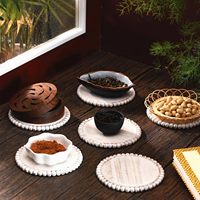 Sous-verres ronds en bois de manguier blanc faits à la main, de luxe, plus de 60 cm de diamètre, perlés, épaisseur 4 mm, pour la maison, la cuisine, les boissons, le bar, la table basse