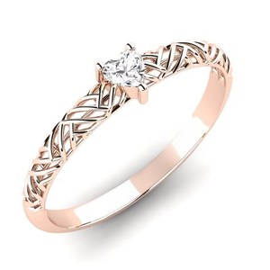 Anillo de compromiso de estilo romántico en oro rosa de 14k con diamante cultivado en laboratorio certificado por IGI de 1.00 quilates, claridad VS1, color F, corte corazón, para ella. - Product Image 1