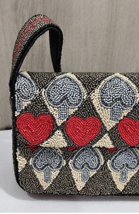 Sac à main rectangulaire lavable fait main ALI FASHION ART avec broderie en polyester, perles de verre, motif dés et cartes, pour usage quotidien - Product Image 4