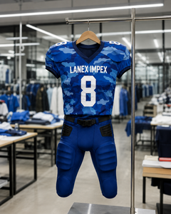 Uniforme de Fútbol Americano para Hombre de Alta Calidad, Conjunto de Jersey y Pantalones con Estampado de Camuflaje Azul, Número 8, Poliéster Transpirable - Product Image 5