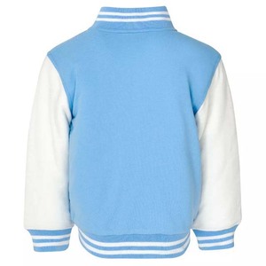 Button Down Varsity <b>Jacket</b> Custom Patch Work Sportswear Baseball Varsity Men's <b>Jackets</b> Wool Light Blue With <b>White</b> Leather Sleeve - Product Image 5