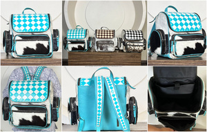 New Arrival Checkered Pattern Genuine Cowhide Leather <b>Backpack</b> Western Style Diaper Manufacturing Perfect Storage Bag for Unisex - Product Image 3