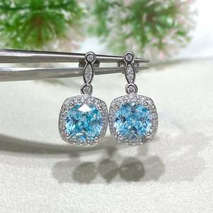 Vintage Aquamarine White Topaz Earrings Sterling Silver Gemstone Earrings Elegant Jewelry Gift Women - Product Image 5