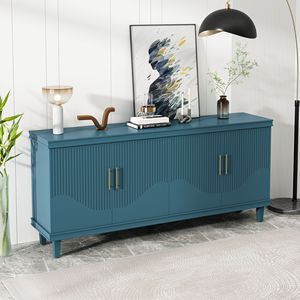 Armadio a 4 Ante di Grandi Dimensioni in Verde Oliva, Blu Navy e Blu Pavone per Soggiorno, Cucina, Camera da Letto e Corridoio - Product Image 1