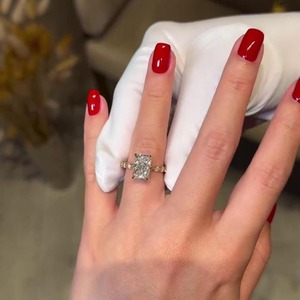 3.8ct Radiant Cut Lab Grown Diamond <b>Ring</b> With 14K Yellow Gold Diamond <b>Ring</b> Promise <b>Ring</b> from <b>Indian</b> Supplier & Manufacturer - Product Image 3