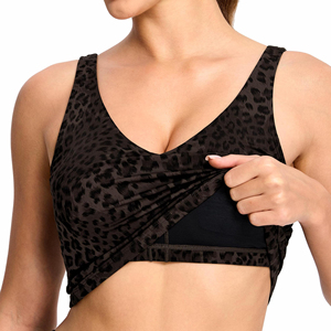 Camiseta sin mangas con cuello en V y estampado de leopardo marrón para mujer, top corto sexy para mujer, camiseta sin mangas ajustada para mujer - Product Image 3