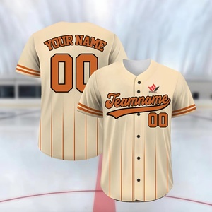 Camiseta de Béisbol a Rayas con Estampado Personalizado, Unisex, para Adultos, Manga Corta, Nombre y Número del Equipo Personalizados, Transpirable, Estampado por Transferencia de Calor - Product Image 1