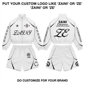 Premium 110 GSM Polyester Windbreaker Short <b>Set</b> White Black Panel Custom Sublimation Logo OEM ODM - Product Image 1