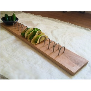 Premium Wood Taco Holder Stand with 12 Metal Slots Large Taco Rack for Restaurant Party Wooden Taco Tray, Mexican <b>Food</b> <b>Server</b> - Product Image 1