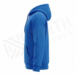 Ensemble de survêtement unisexe bleu à capuche, couleur unie, sweat-shirt et pantalon long avec cordon de serrage et poches latérales - Product Image 3