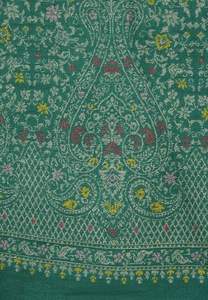 Tissu non coupé Safaa en laine acro verte tissée pour femme avec étole assortie - Product Image 5