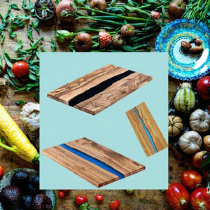 Tabla de Cortar de Madera de Olivo Natural con Incrustaciones de Resina, Tabla de Preparación de Alimentos Ecológica para Cocina - Product Image 6