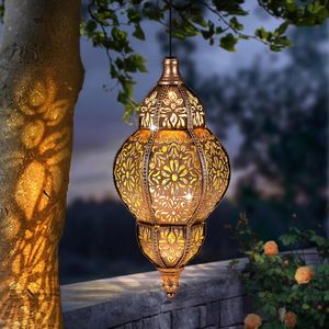 Top Selling Premium Hexagon <b>Brass</b> Moroccan <b>Lantern</b> with Embossing Printing Durable Home Decoration Candle Holder - Product Image 5