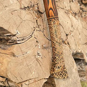 Rustic Industrial Handmade Viking <b>Axe</b> Carbon Steel Blade <b>Wooden</b> Historical Nordic Style Tool for Camping Bushcraft Collection - Product Image 5