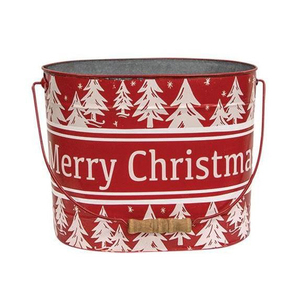 Pot de fleurs rond en métal galvanisé Merry & Bright, petit, résistant à la rouille, style rétro - Product Image 1