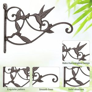 Support mural décoratif en fer pour plantes suspendues, paniers de fleurs, mangeoires à oiseaux, carillons éoliens et lanternes - Lot de 1 - Product Image 3