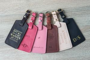 Genuine Leather Luggage <b>Tags</b> Custom Logo Travel ID Labels Privacy Flap <b>Suitcase</b> <b>Tags</b> Bulk Corporate Gifts LMP-0162 - Product Image 4
