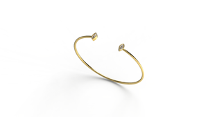 18K Gold Open Cuff <b>Bangle</b> <b>Bracelet</b> Marquise Cut Diamond <b>Bracelet</b> Minimalist Jewelry Stacking <b>Bracelet</b> Fine Jewelry Everyday Wear - Product Image 2