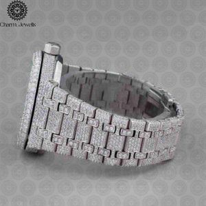 Montre de luxe Charm Jewells en acier inoxydable, incrustée de diamants, mouvement mécanique analogique, mode masculine, cadran 40 mm, étanche 10 bars - Product Image 3